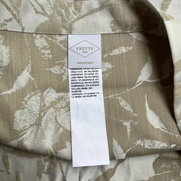 Frette Pair (2) Lux Valentina Euro Sham Ecru Beige Floral Cotton Wool Polyester - Picture 6 of 7